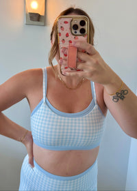 Double Layer Sports Bra - Blue Gingham