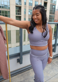 Black Gingham V-Neck