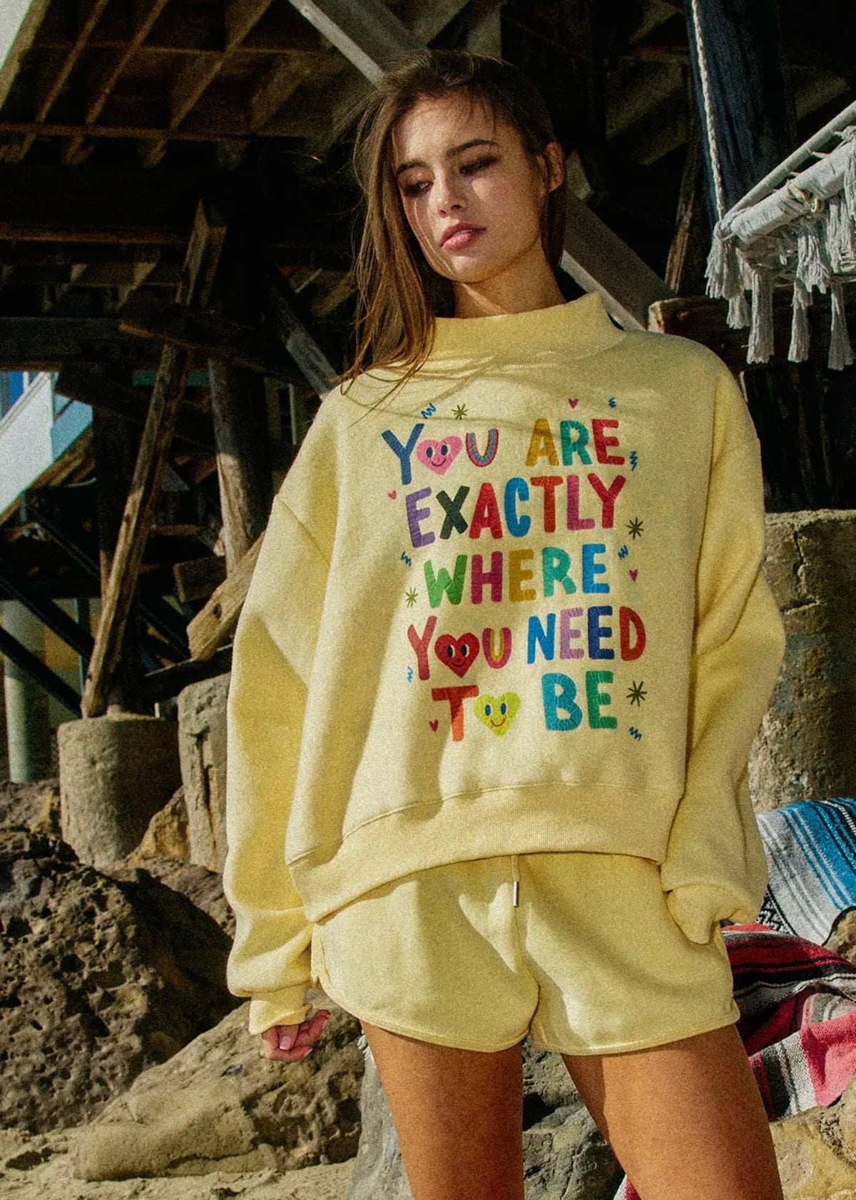 "Life Is Good" Reversible Cropped Mockneck