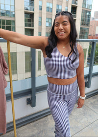 Black Gingham V-Neck