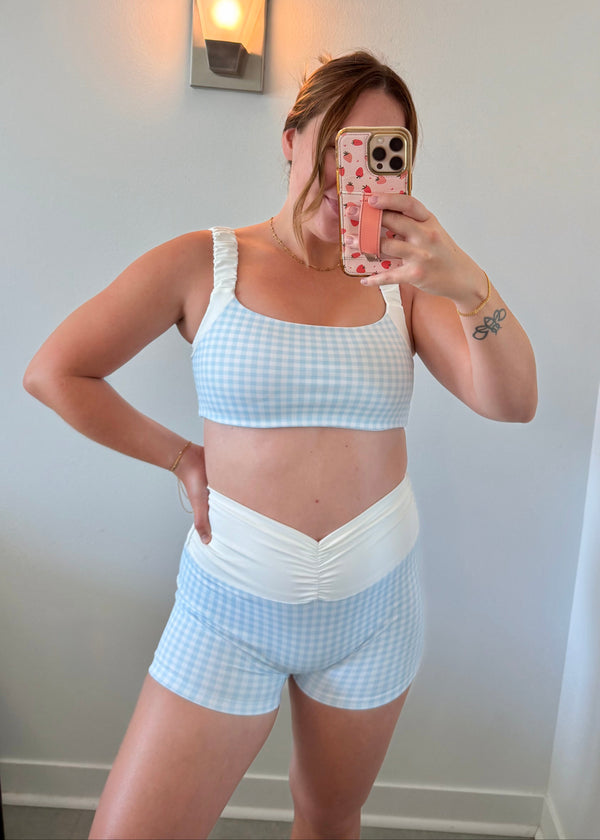 Scrunch Sports Bra - Blue Gingham